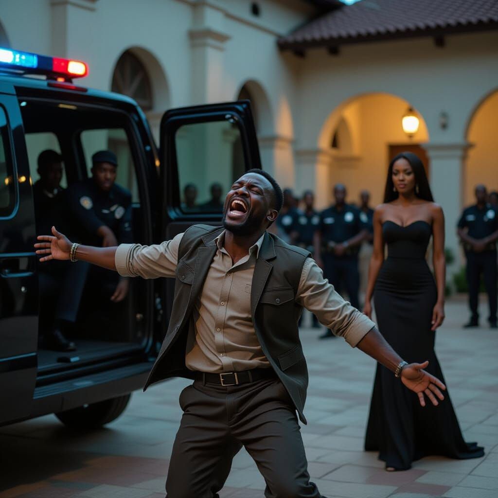 Nigerian Man Screams in Chaotic Courtyard by Security Forces