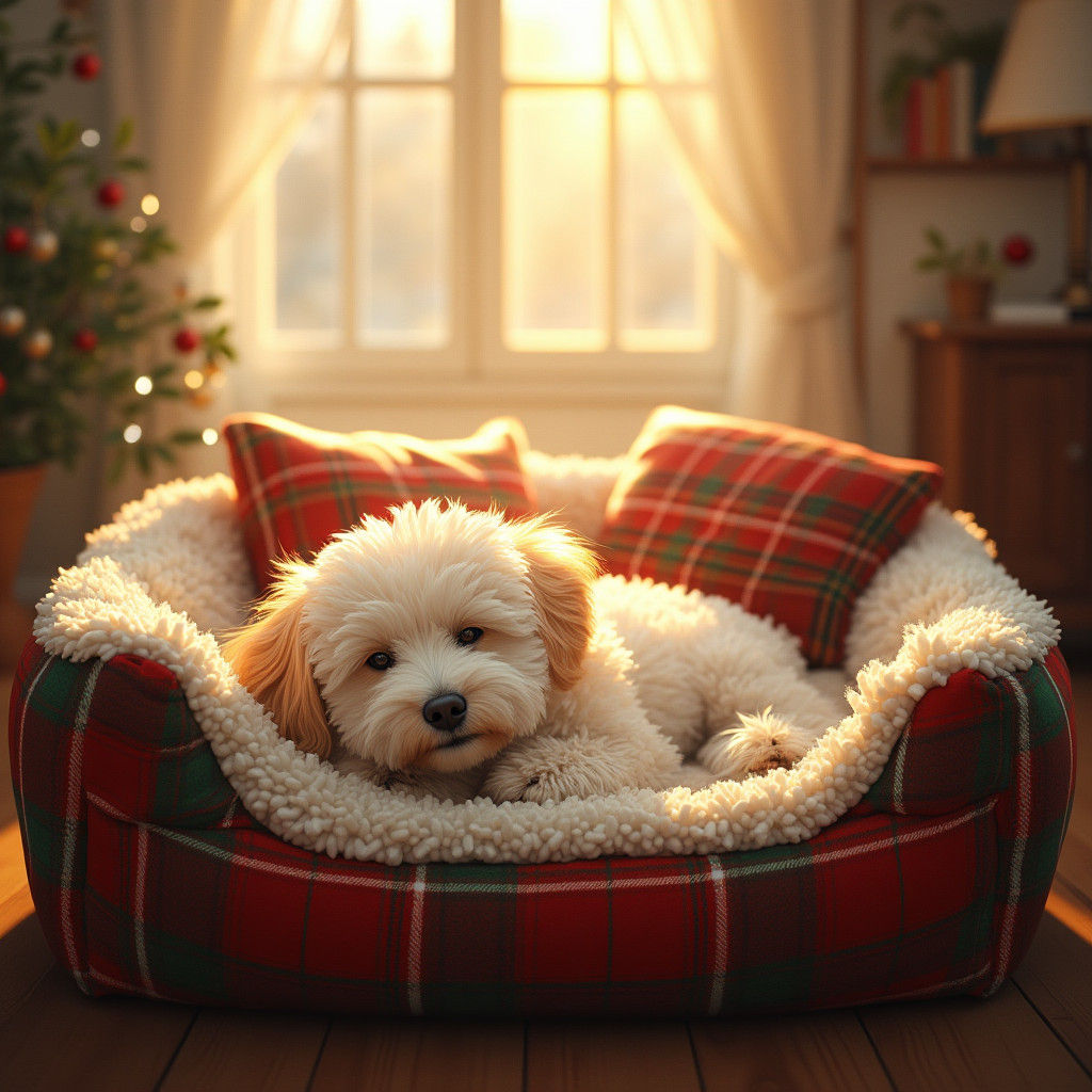 Sleeping Poodle in Dreamy Sunlight, Impressionist Style