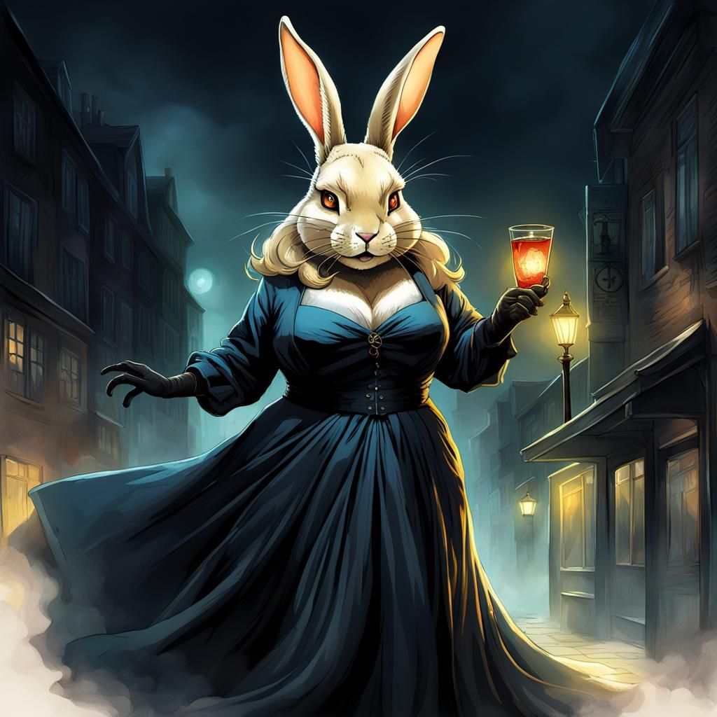 Film Noir Rabbit Detective in Comic Expressionism