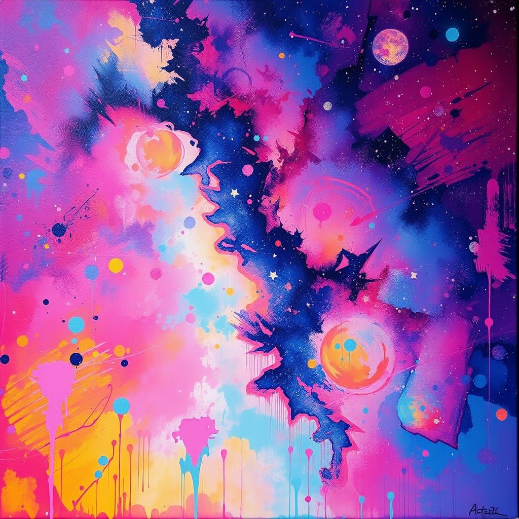 Vibrant Polychromatic Galaxy Sky Street Art