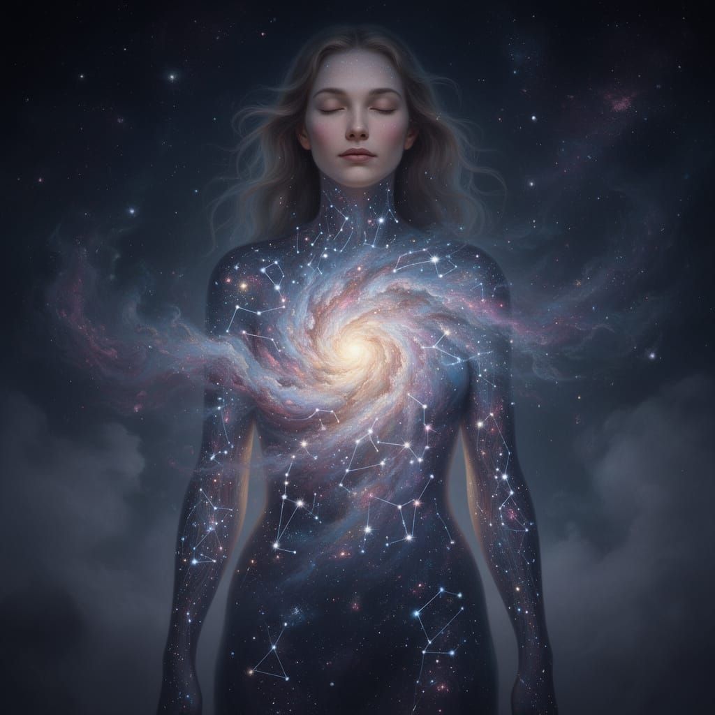 Cosmic Woman Soul Blooms into Galaxy