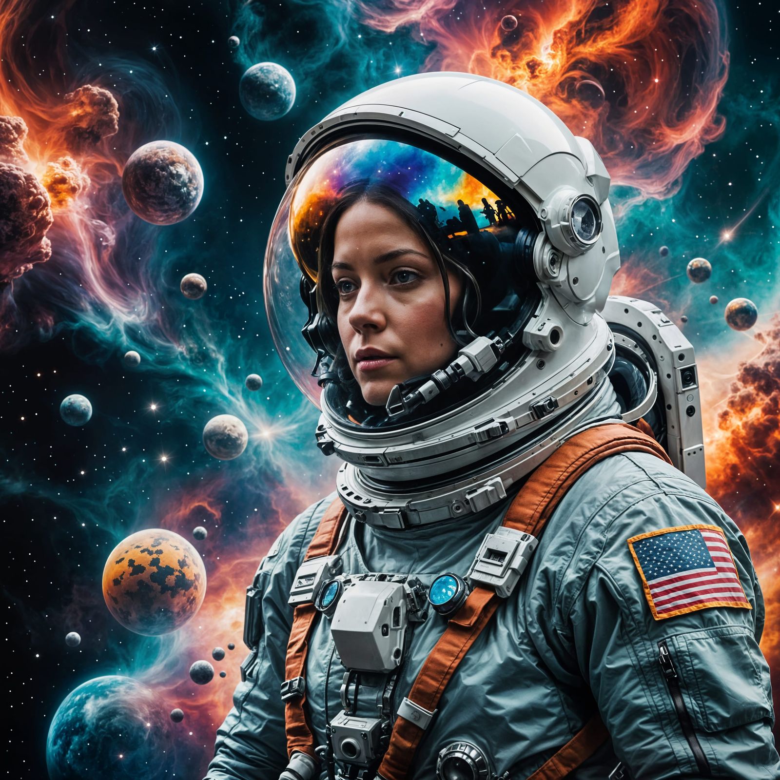 Astronaut Lost in Cosmic Reflections