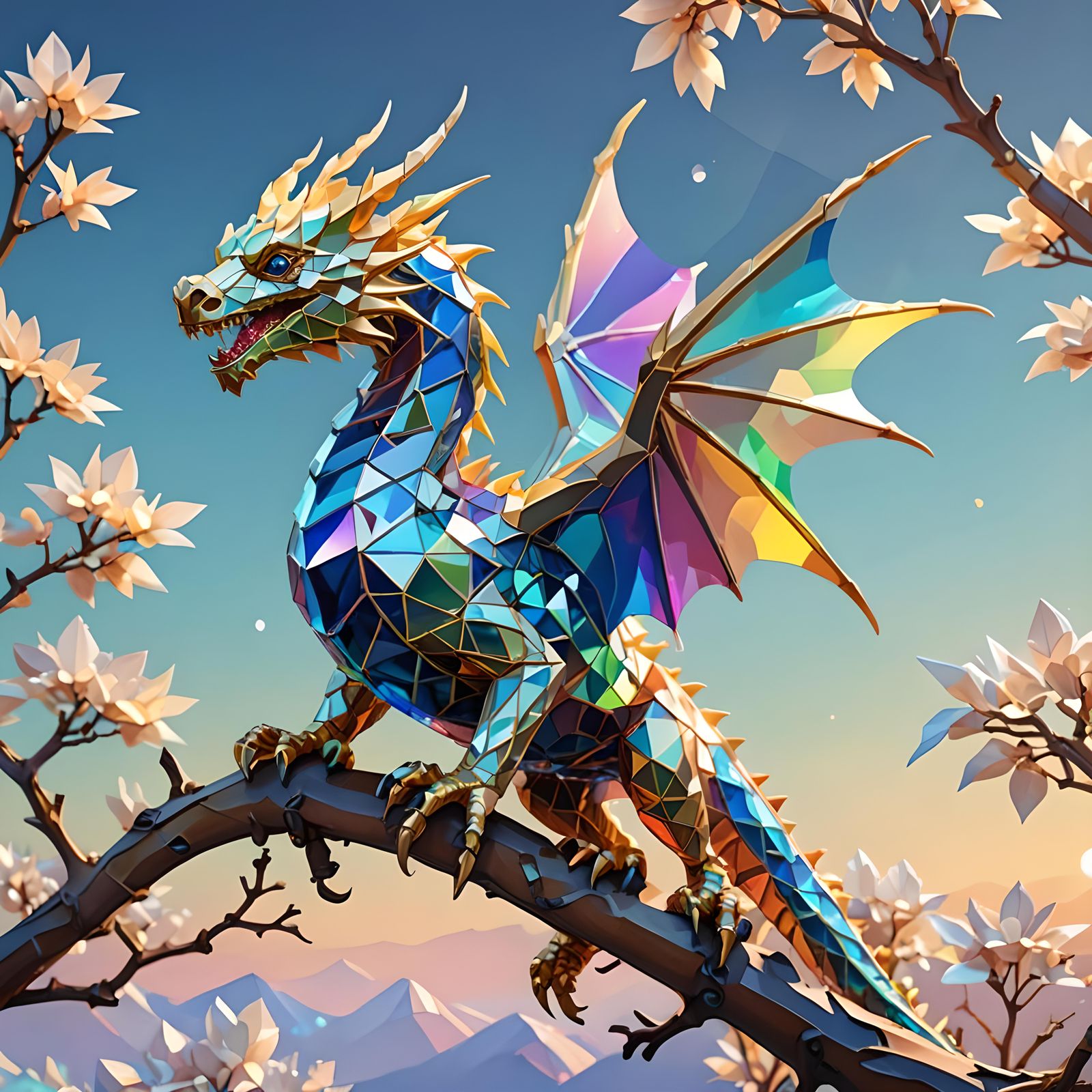 Small Crystal Dragon Shimmers in Light