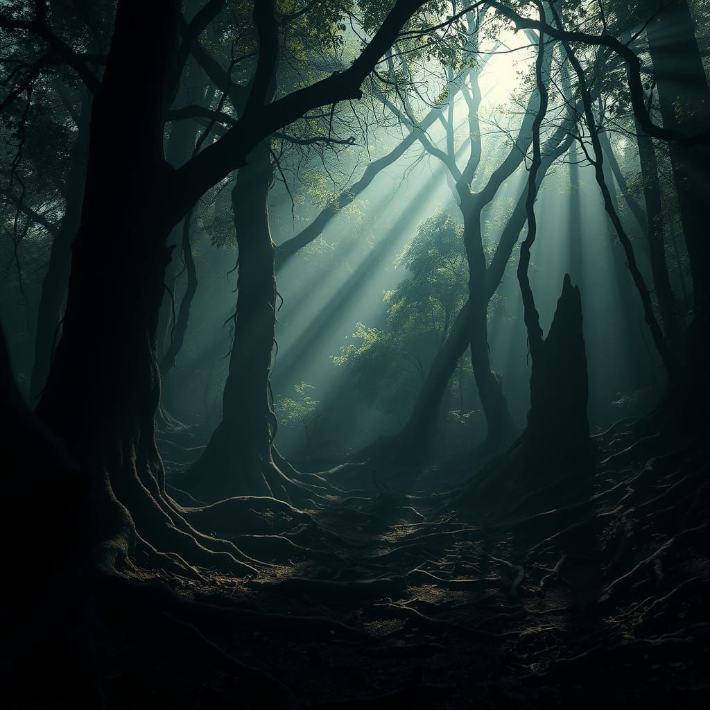 Mysterious Forest Shadow in High-Resolution Matte Painting S...