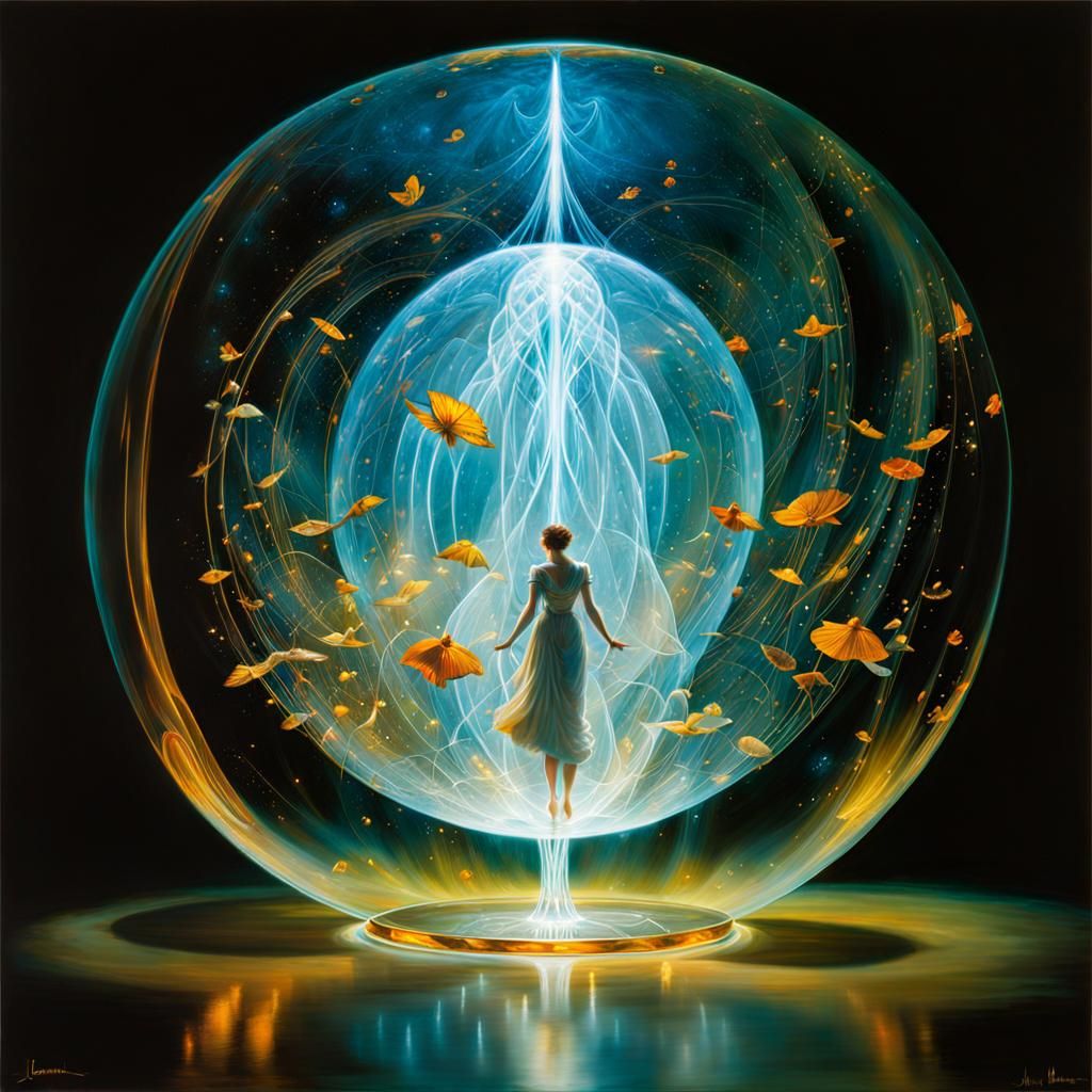 Bioluminescent Shadows Dance with Mystical Symbols