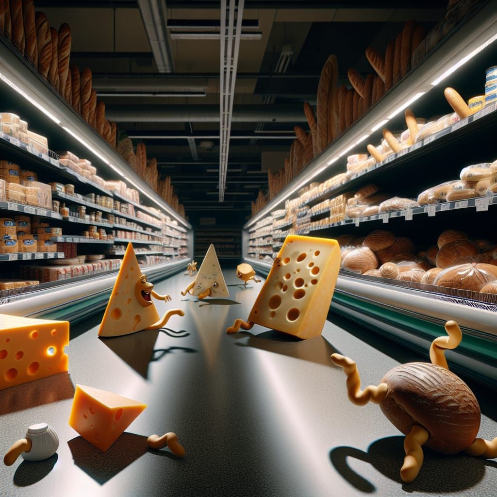 Late-Night Grocery Aisle Revival in Whimsical Shadows