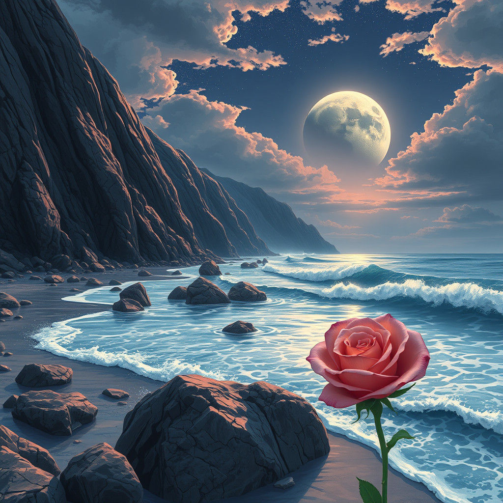 Mystical Granite Hills Landscape in Comic Book Style