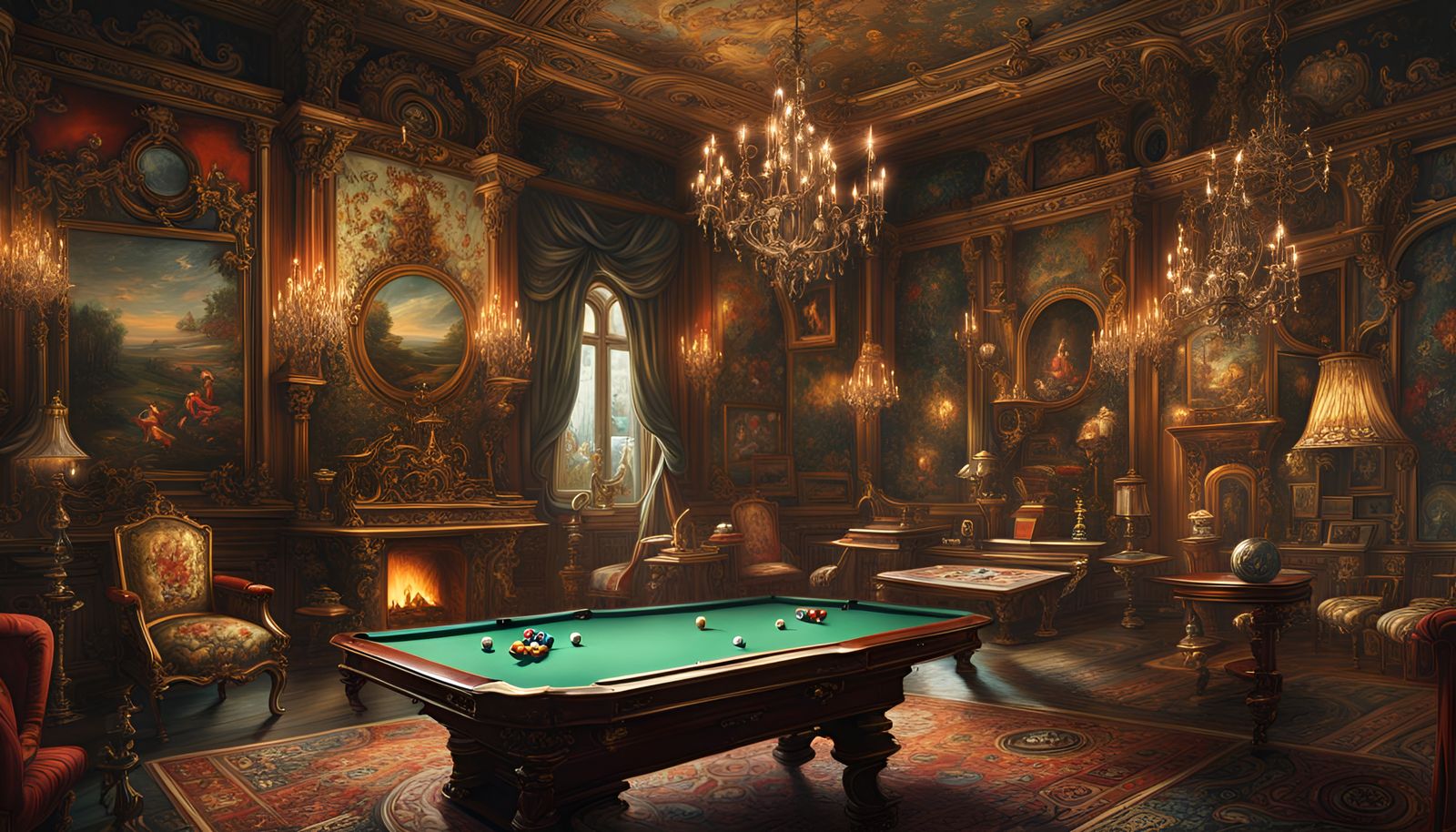 Baroque Game Room: Epic Cinematic Painting