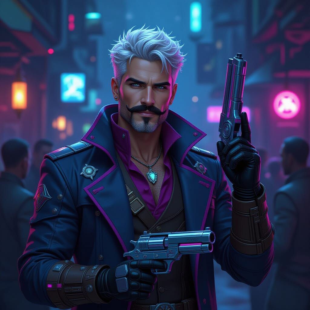 Suave Starfinder in Neon Noir Cantina