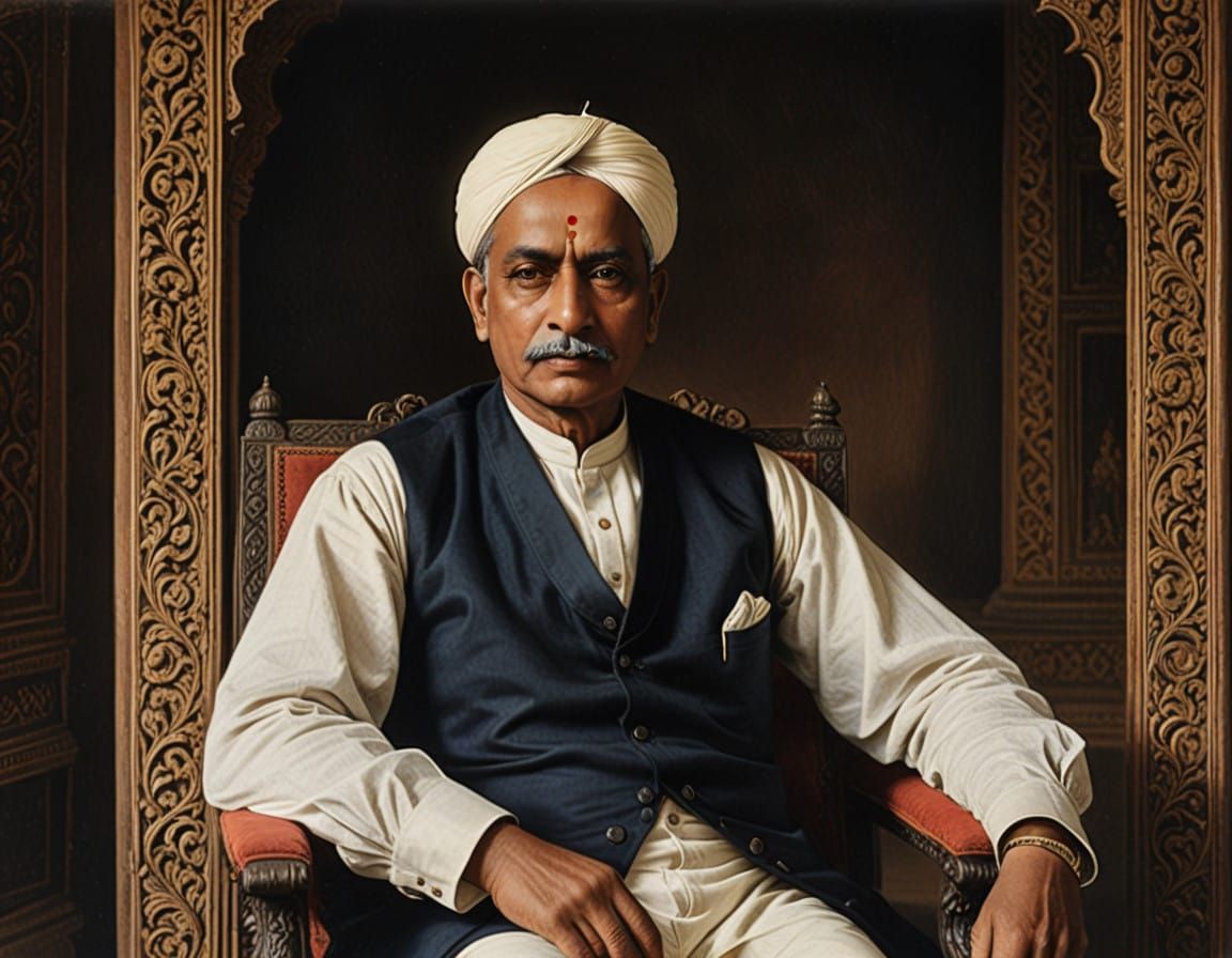 Ancient Indian Ruler in Opulent Palace