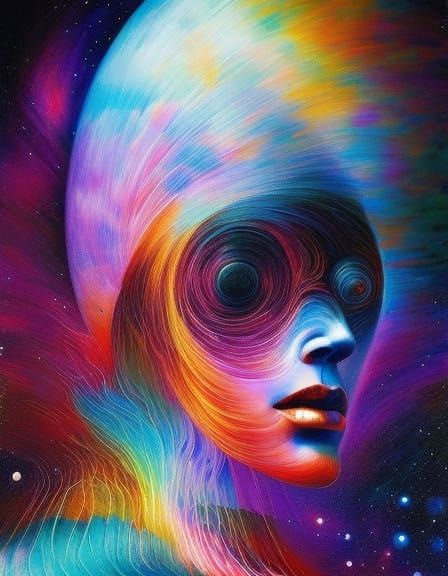 Nebula Gas Human Portrait in Psychedelic Style