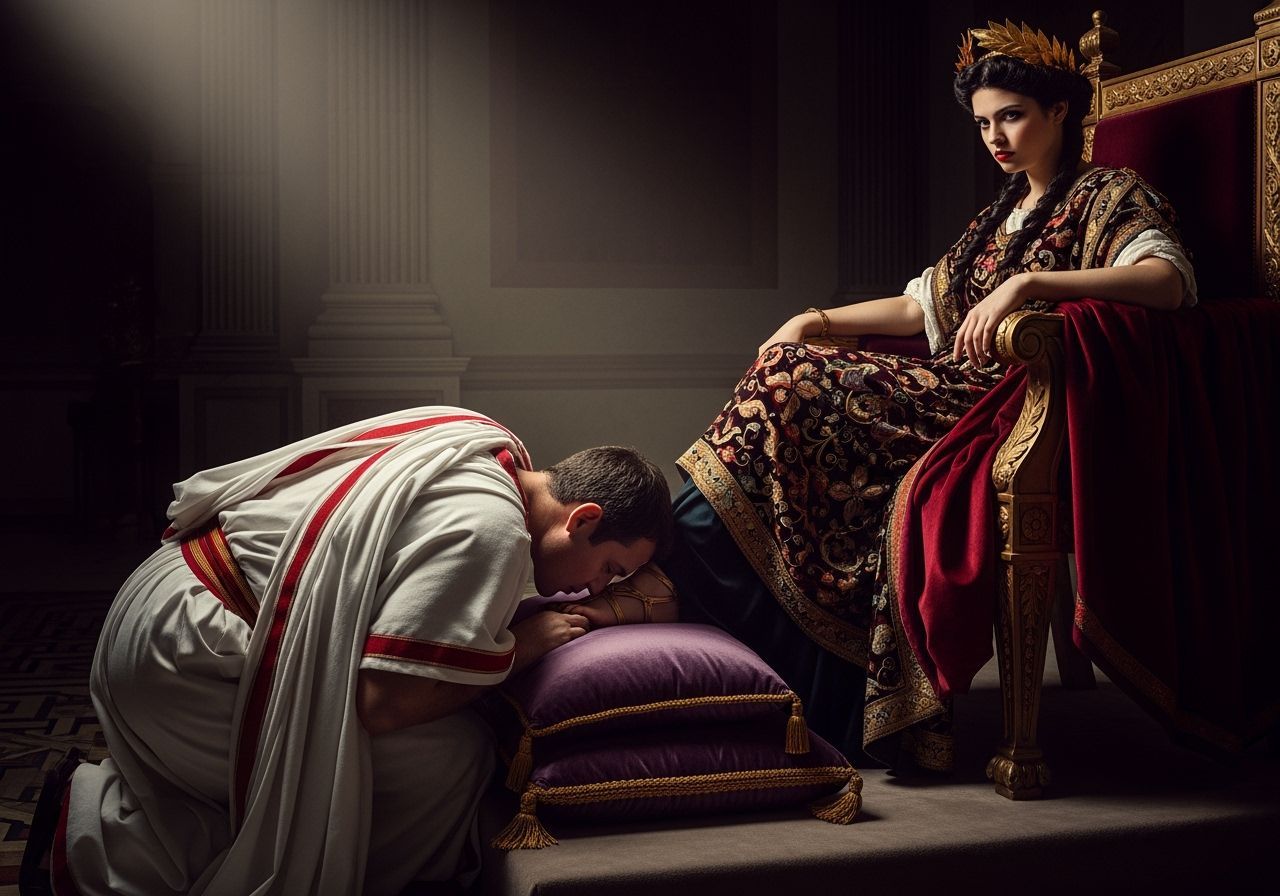 Roman Senator Kneeling Before Empress in Chiaroscuro