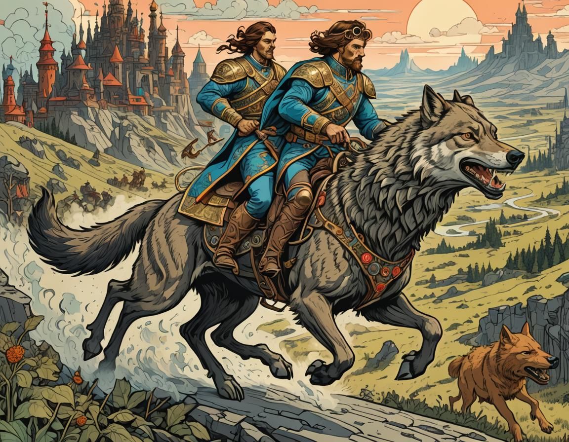 Biopunk Prince Rides Mutant Wolf in Wasteland