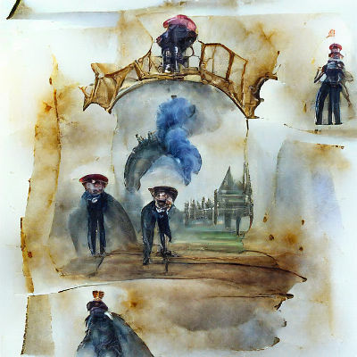 Victorian Brothel Concept Art in Watercolor Style