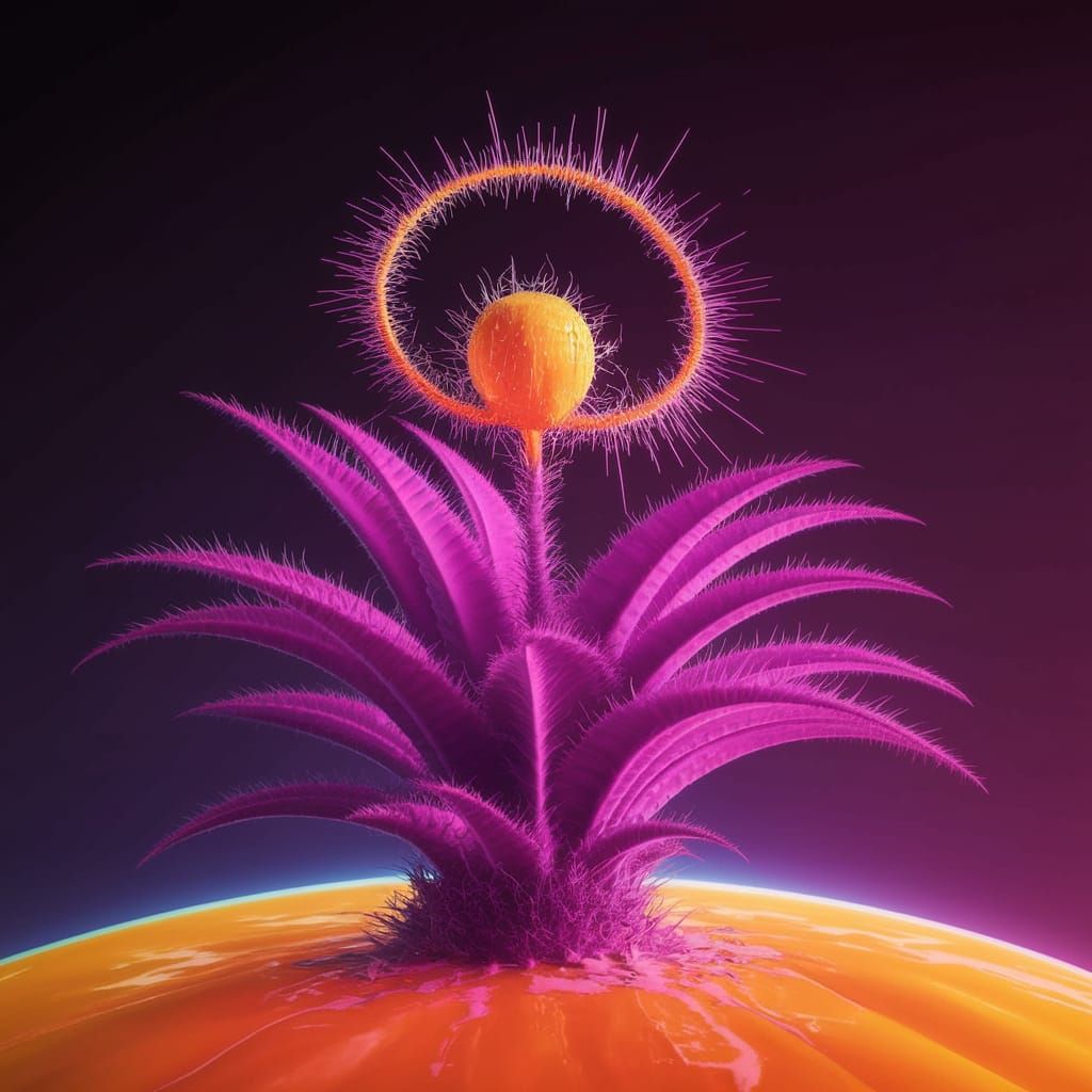 Glowing Alien Plant in a Cyberpunk World