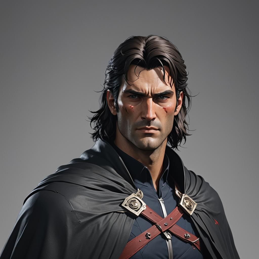 Ash Williams in Black Cape: 3D Anime Art