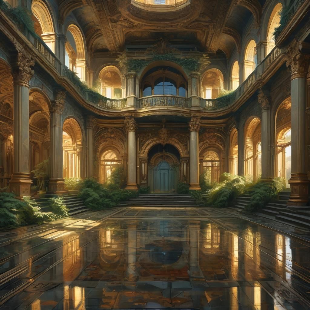 Baroque Music Hall in Mystical Realism Style