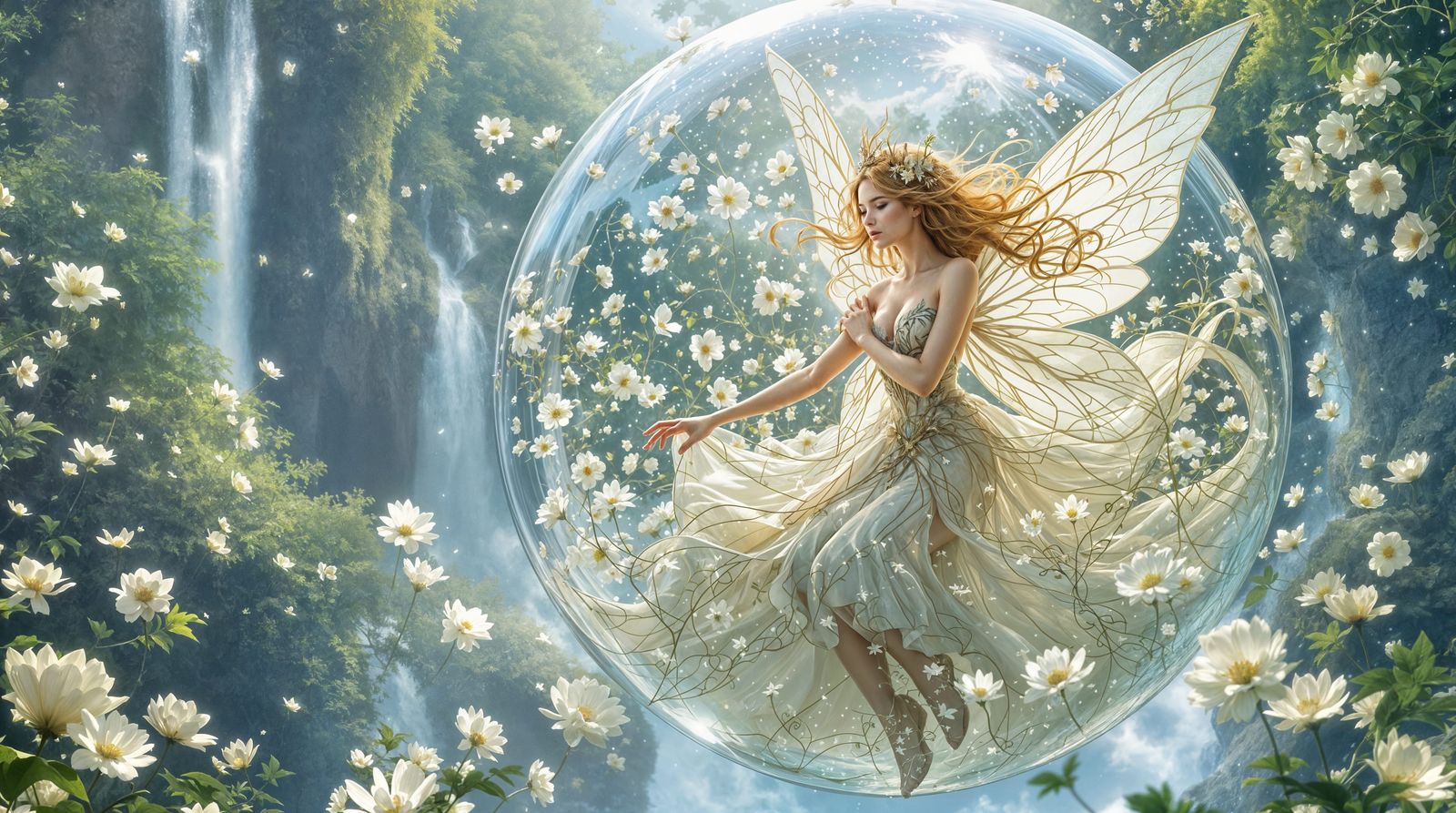 Enchanted Fairy in a Floral Paradise