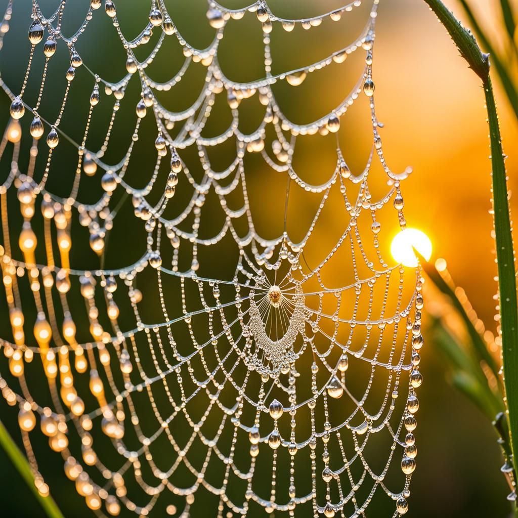Dewdrop Jewels: Morning Light on Nature's Webs