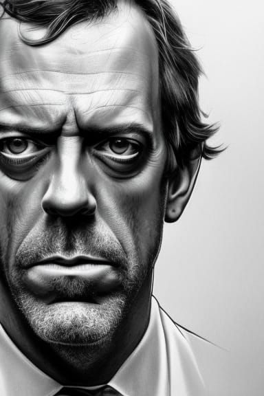 Angry Dr. House Portrait in Black and White