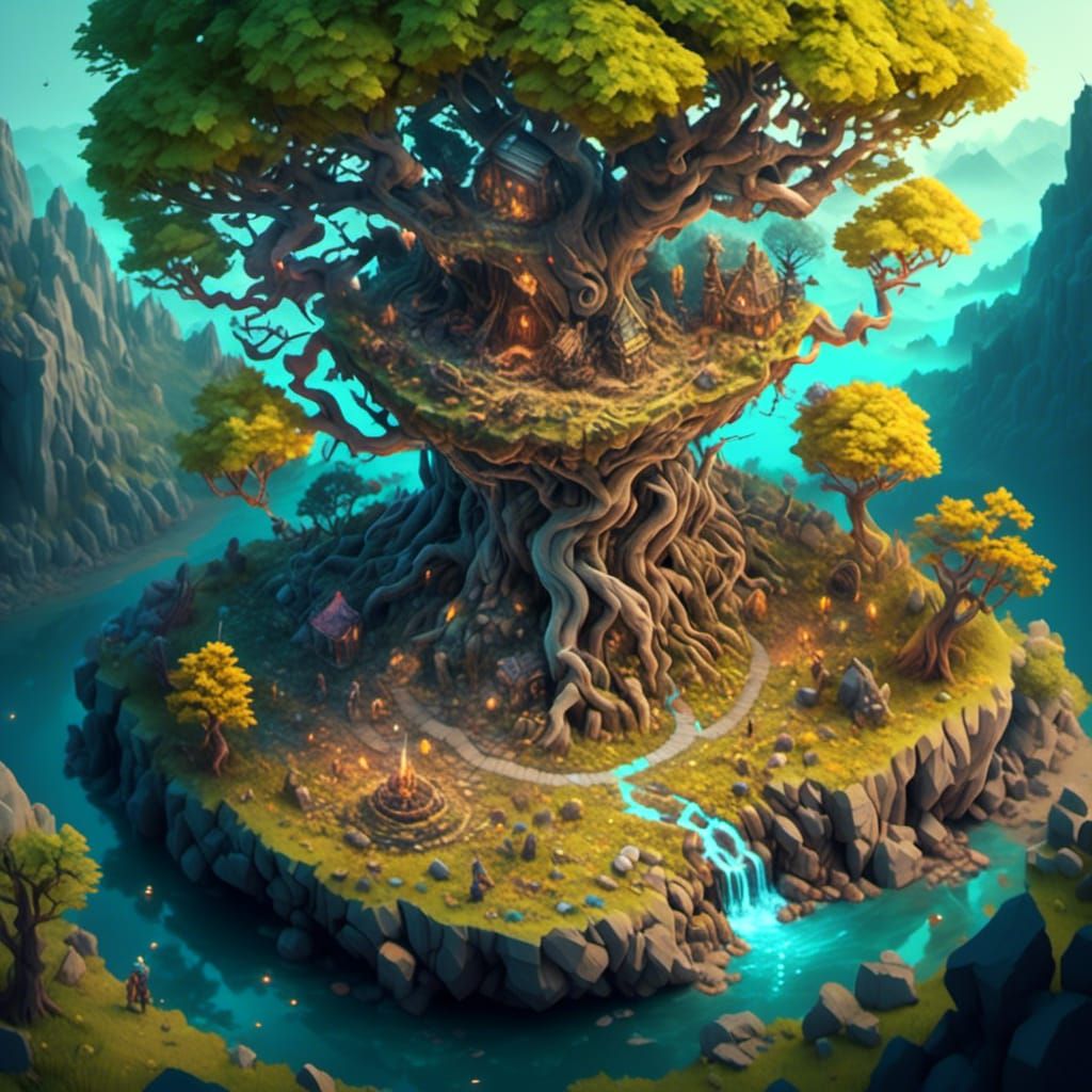 Isometric View of a Large Yggdrasil Tree