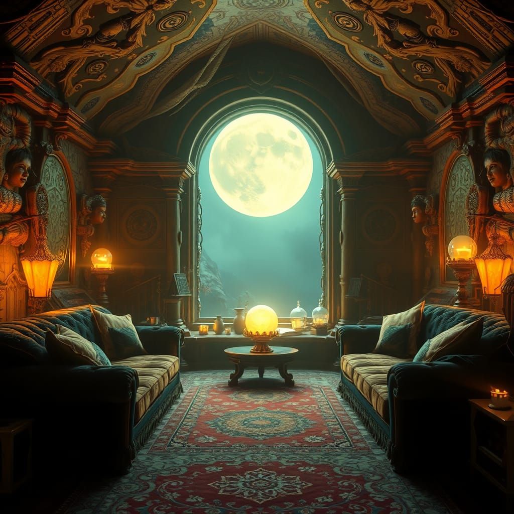 Enchanted Chamber in Nostalgic Futuristic Style