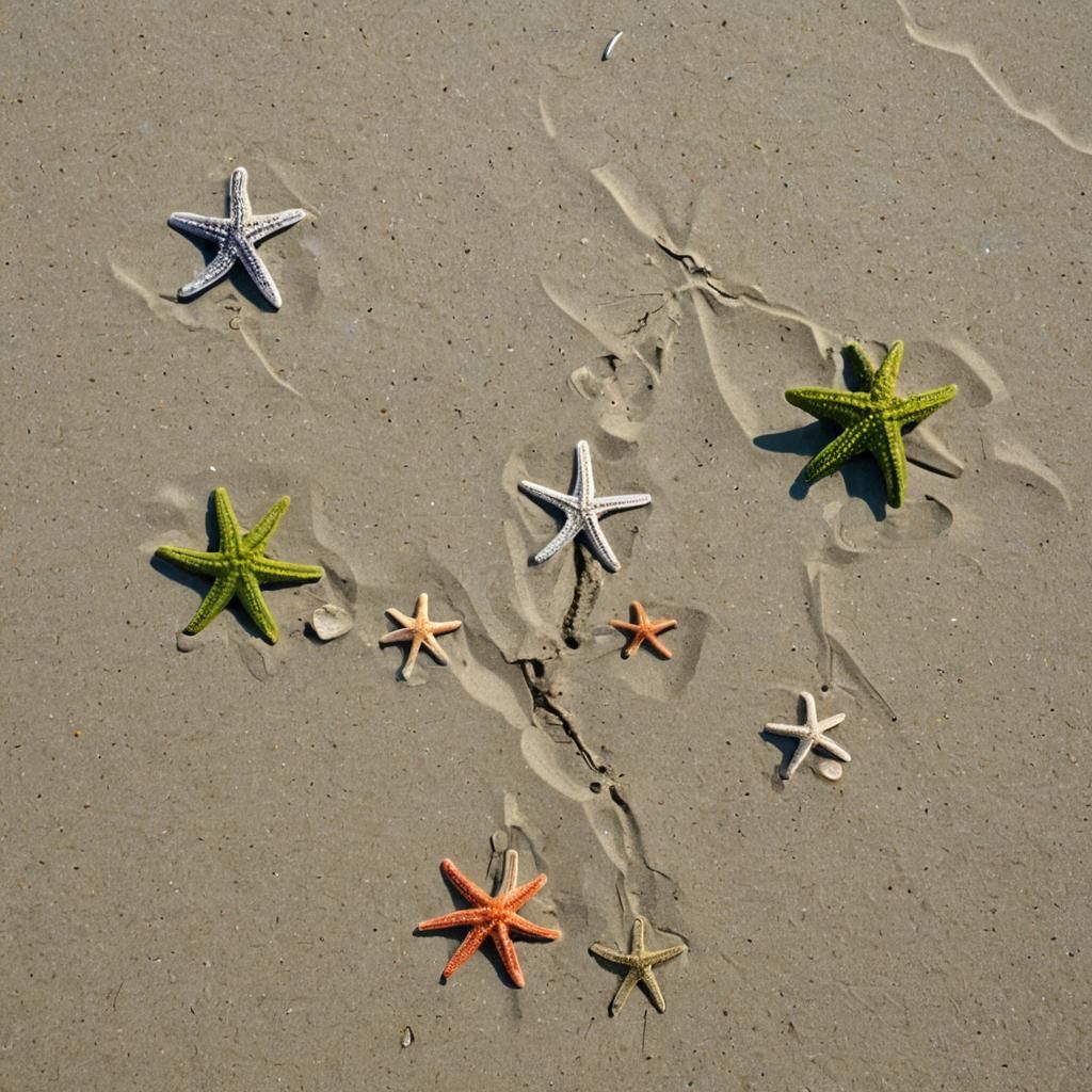 Tropical Beach with Palm Trees and Starfish