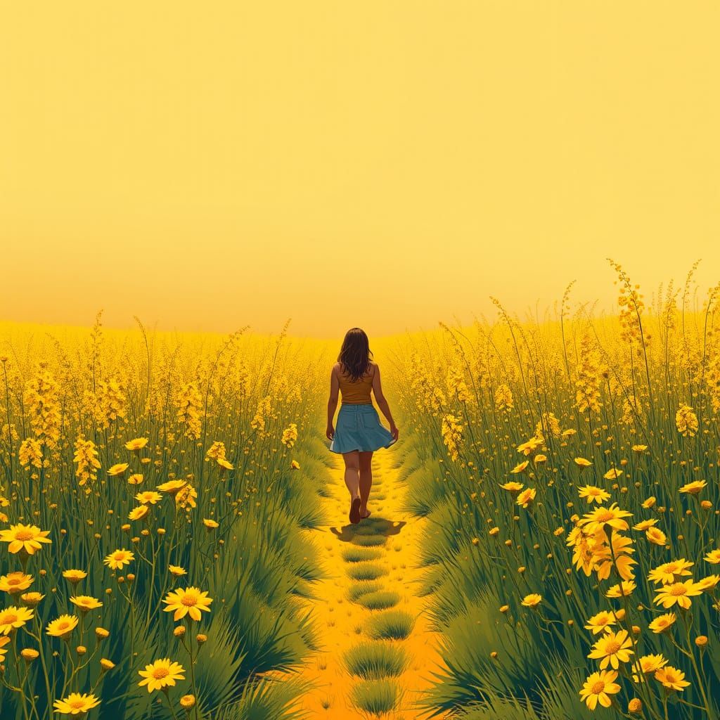 Woman in Golden Field, Comic Book Art