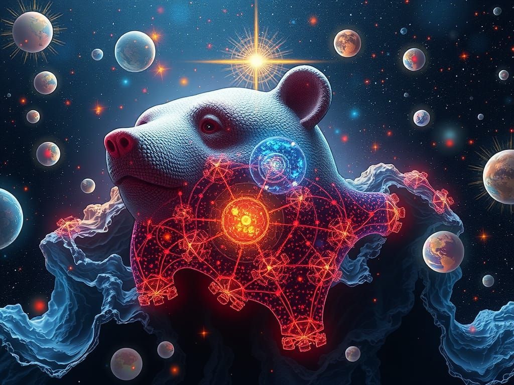 Abstract 3D Render of Cosmic Neuronic Extremes