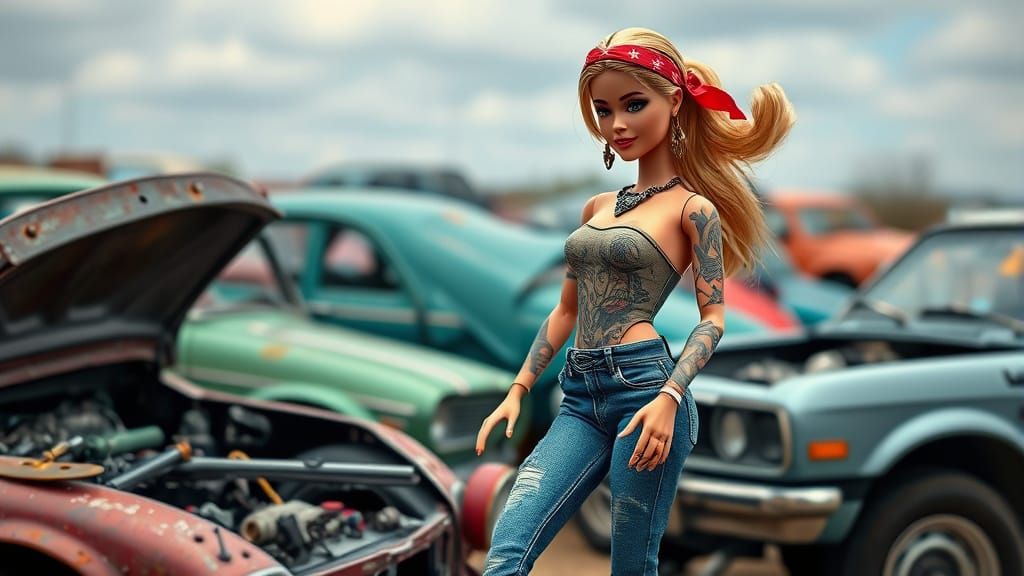 Rebellious Barbie in Junkyard Mayhem