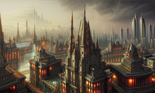 Jade Architecture in Detailed Fantasy Cityscape