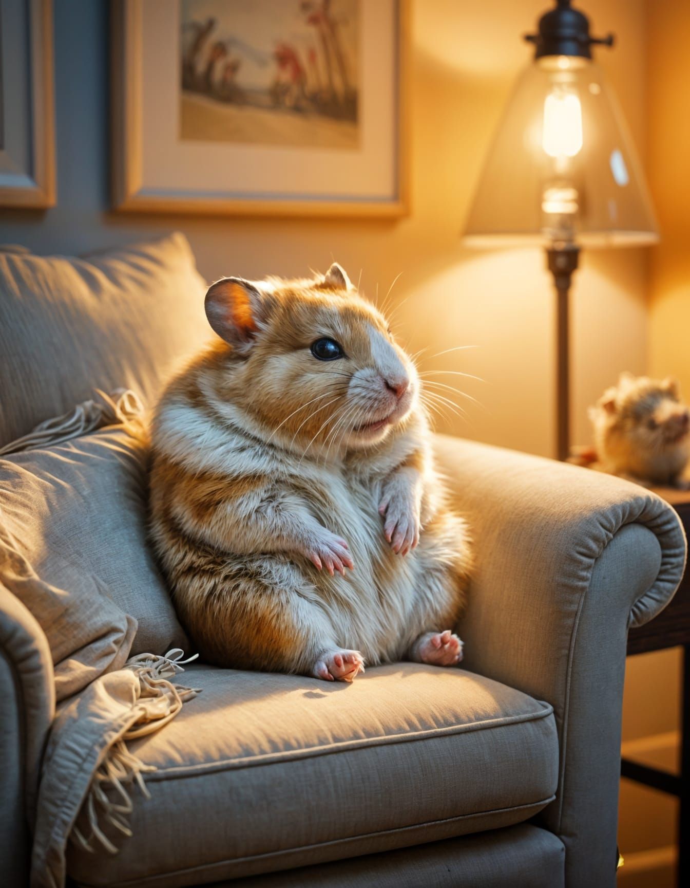 A Girl and Her Sleeping Hamster in a Cozy Chair Scene