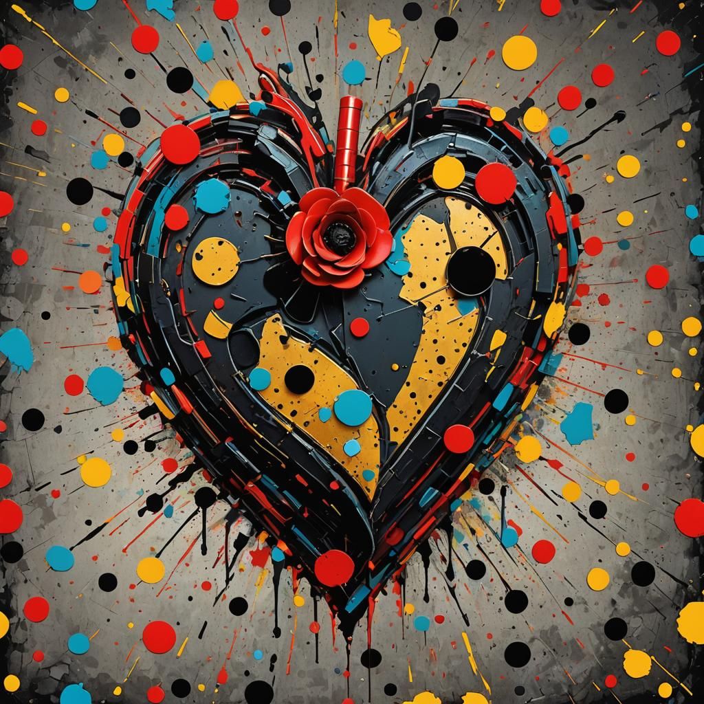 Distressed Heart Ravaged by Problems in Pop Art