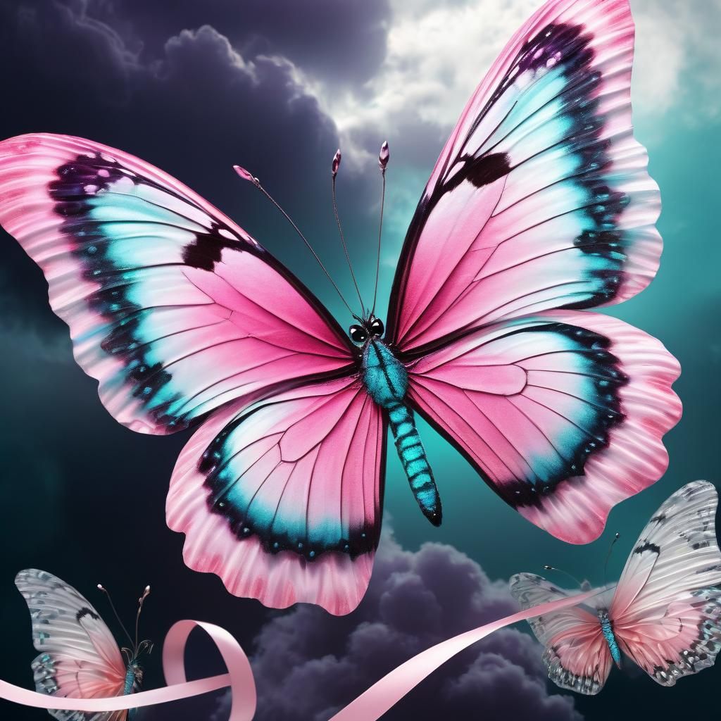 Pink Butterfly on Ribbon, Fantasy Concept Art