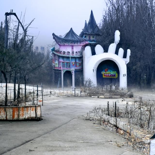 Eerie View of Abandoned Wonderland Theme Park