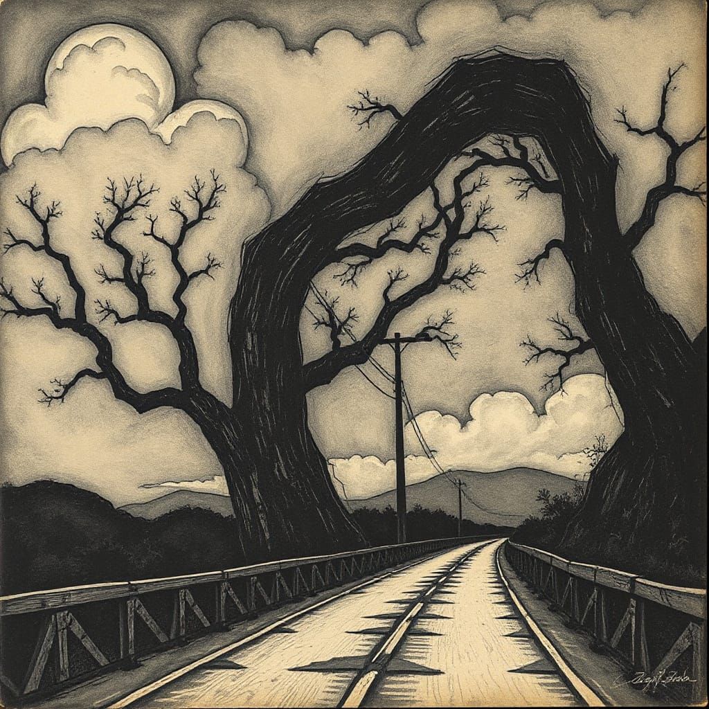 Creaking Bridge: A Surreal Landscape Inspired by Blake and S...