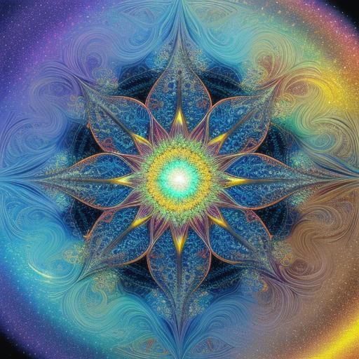 Heavenly Sunshine Beams in Abstract Fractal Illustration