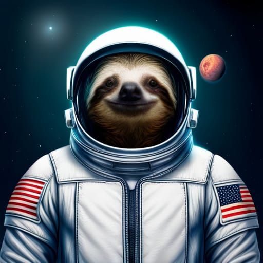 Sloth Astronaut in Hyperrealistic Digital Art