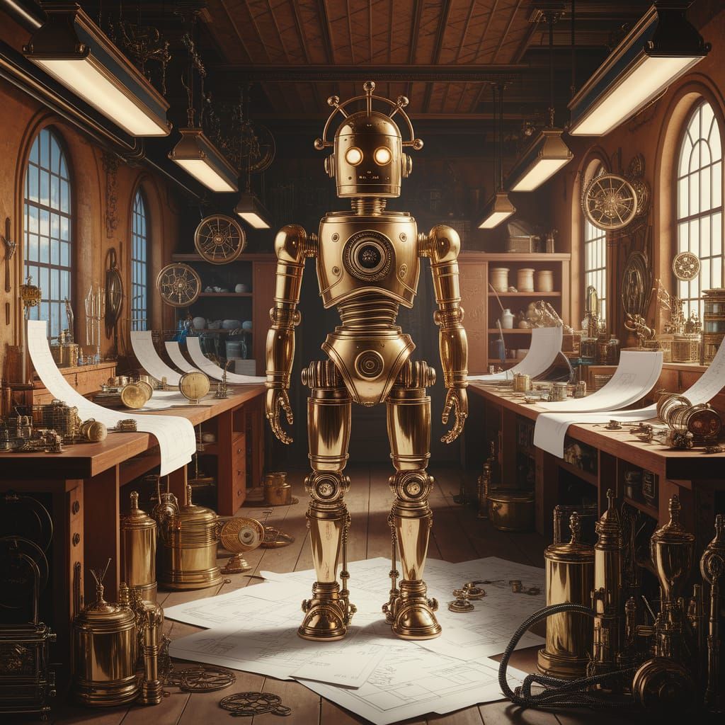 Steampunk Automaton in Inventor's Workshop