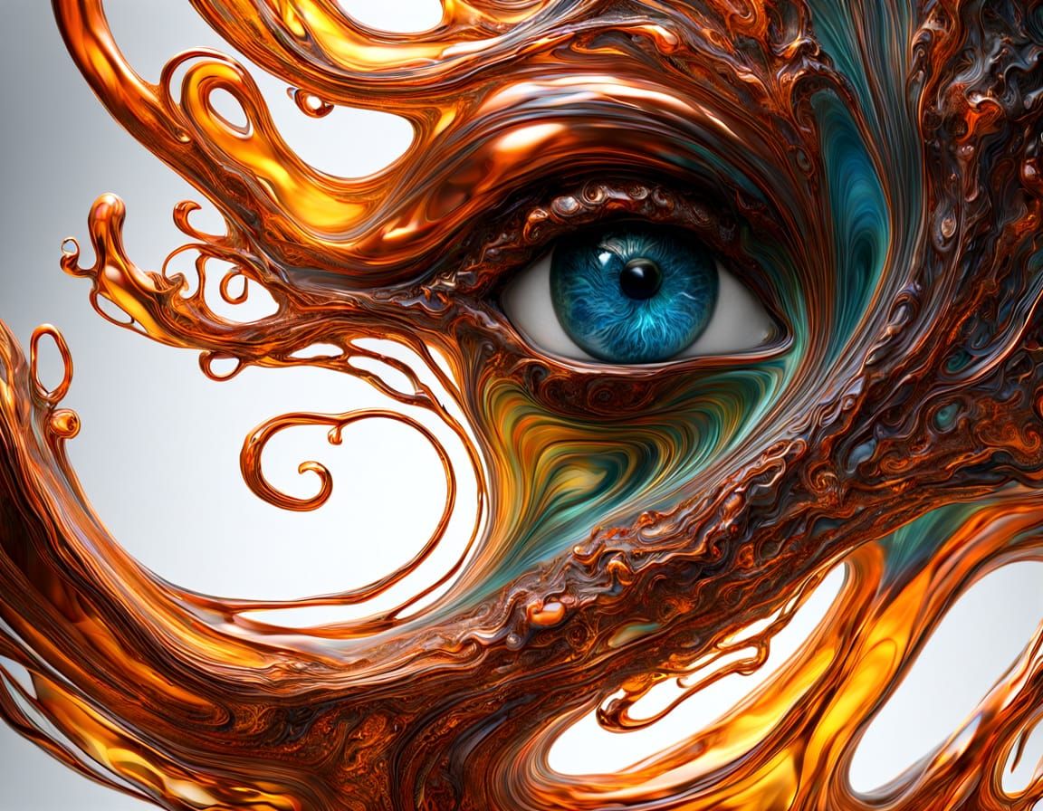 Abstract Portrait of a Woman as Molten Glass Sculpture