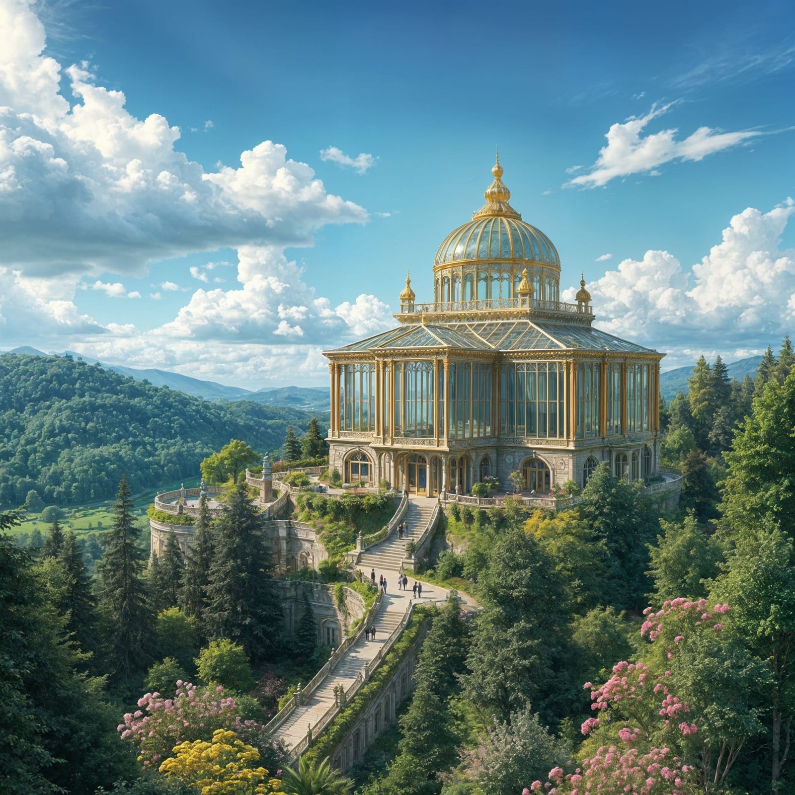 Crystal Palace in Forest: Storybook Illustration