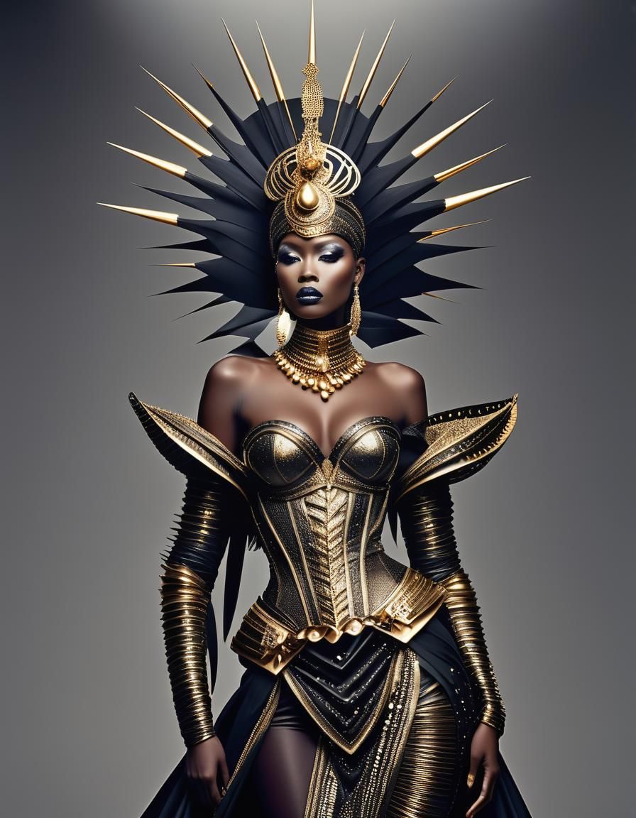 African Queen in Avant-Garde Fashion