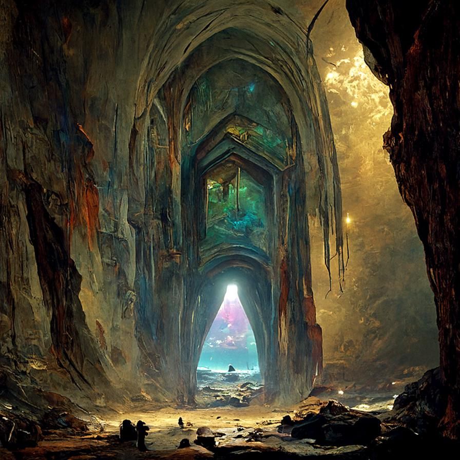 Eerie Alien Portal Architecture in a Cave