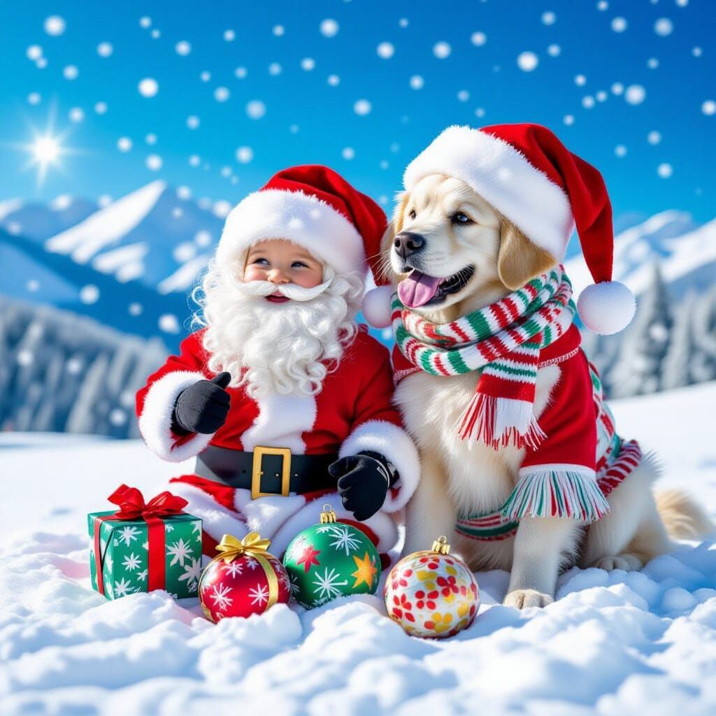 Festive Christmas Scene with Snow and Lights