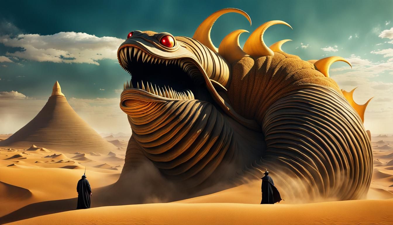 Sandworm Baron in Hyper-Detailed Sci-Fi Desert