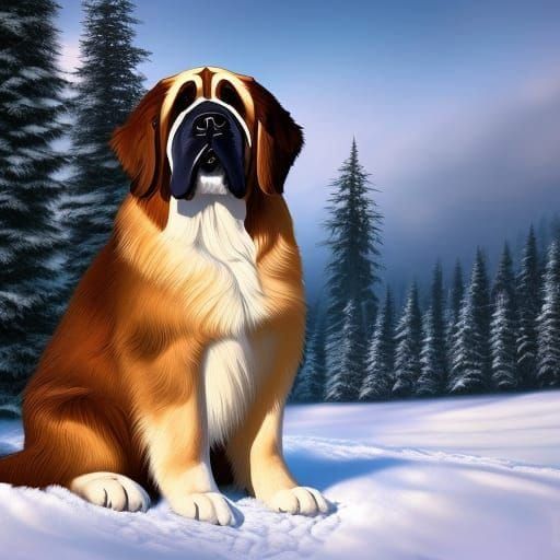 Serene Snow Scene in Digital Painting Style