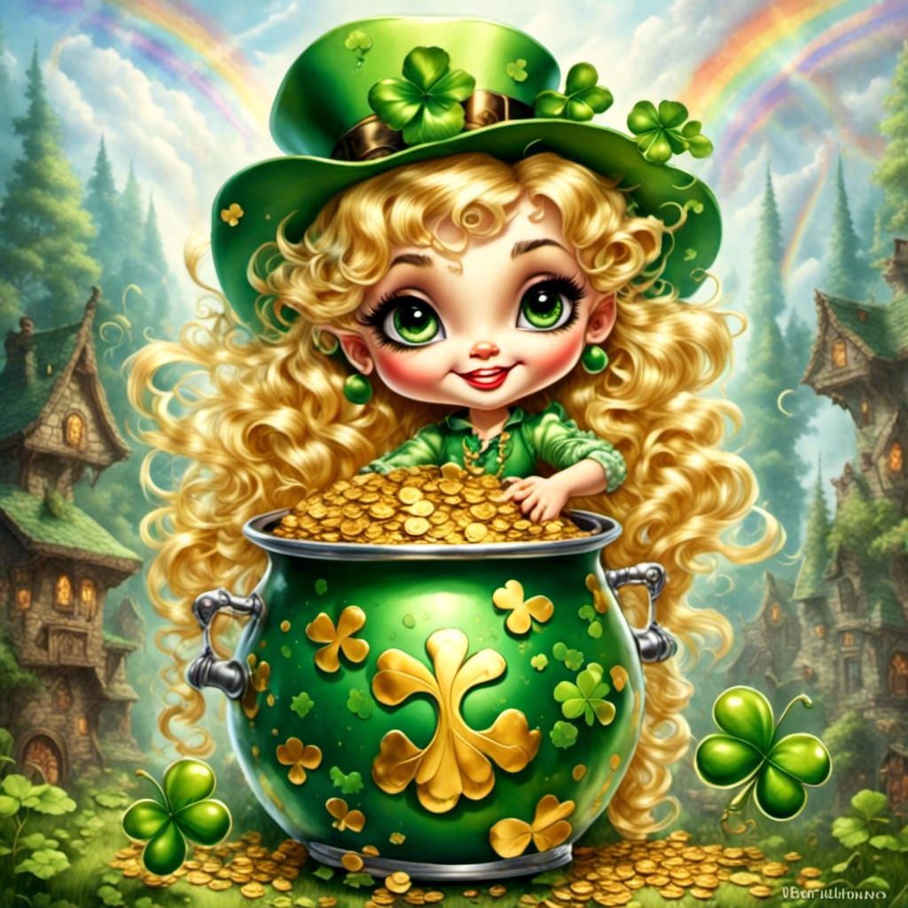 Betty Boop as a Leprechaun with Pot of Gold