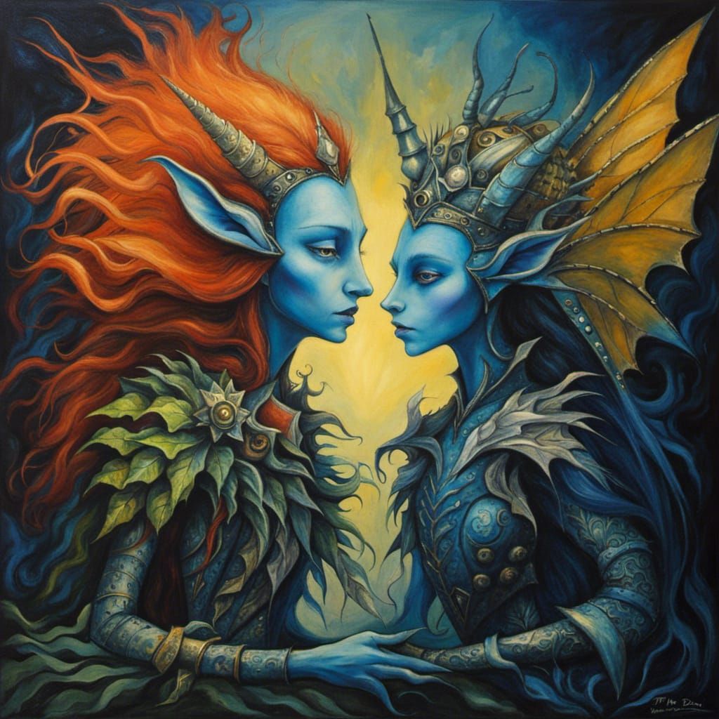 Goblin Fairy Princess Couple Under Starry Night