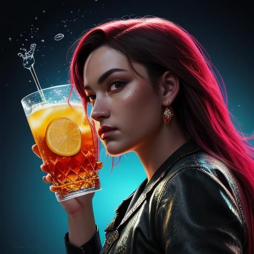 Hyperrealistic Bartender Cocktail with Dramatic Lighting