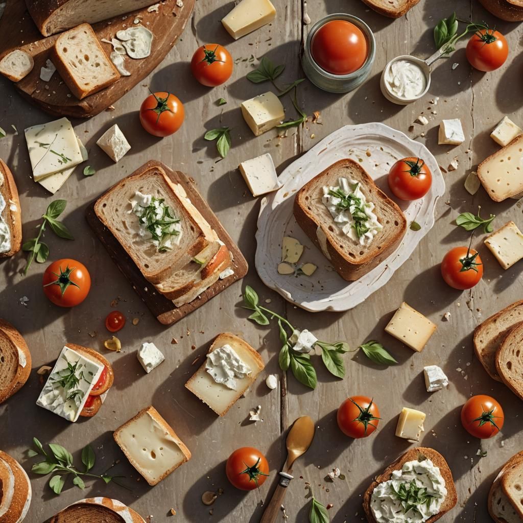 Still Life of Farmer's Loaf in Oil Painting Style